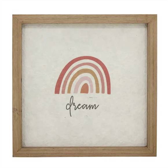 NEW PARIS LOFT dream rainbow decorative wood framed wall art plaque in multi - Picture 1 of 2